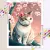 Japanese Cherry Cat 5D DIY Kit Diamond Painting