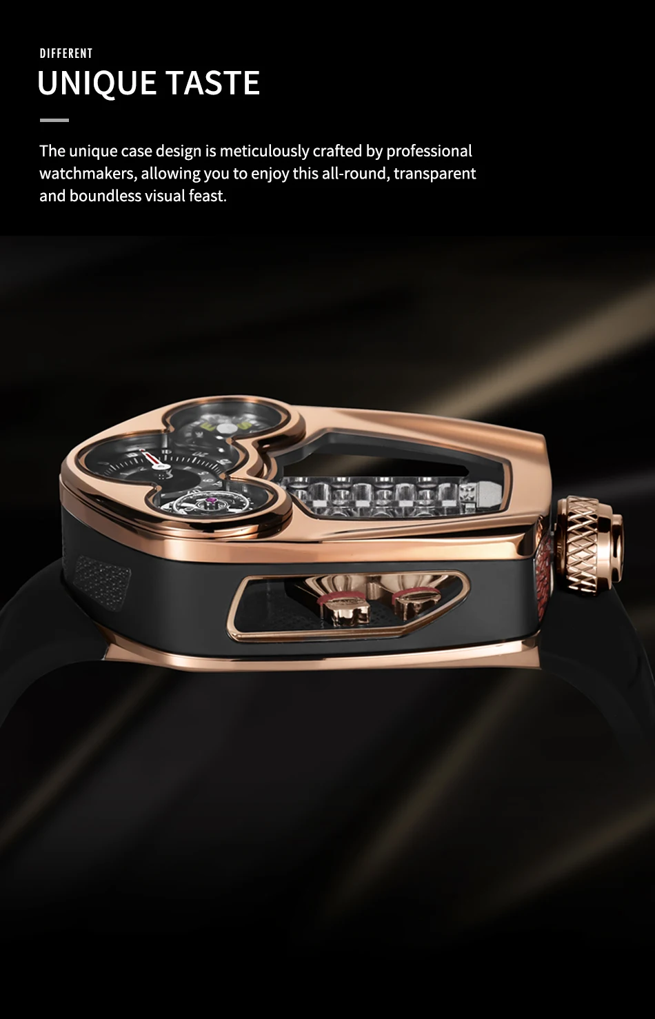 PistonFire Engine Dial Watch – Men's Quartz Timepiece with Moving Pistons & Automotive Spirit