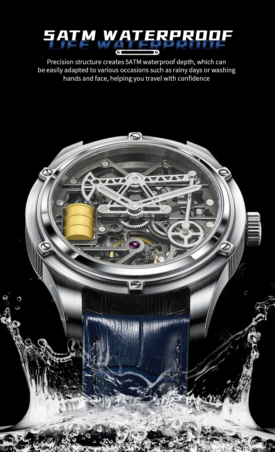 Kinetic Derrick Automatic Watch for Men – Real Moving Oil Pump Dial & Sapphire Crystal Precision