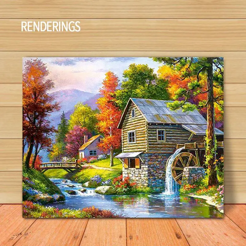 Country Town landscape Painting By Numbers